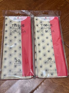 NWT American Greetings Red Solid & Starburst Cream Tissue Paper